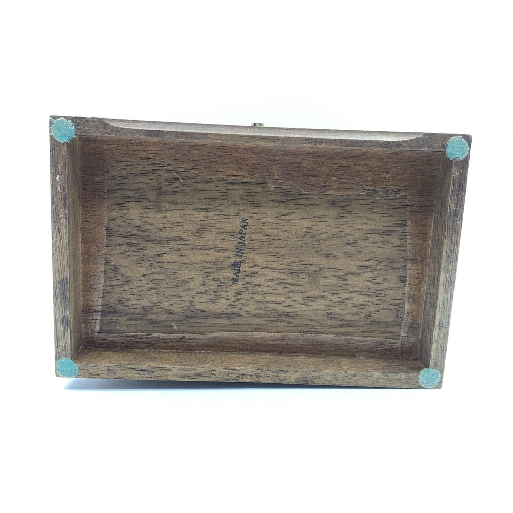 Vintage Wooden Jewelry Music Box, Made In Japan, Floral Roses Stained Glass Look - Picture 7 of 12